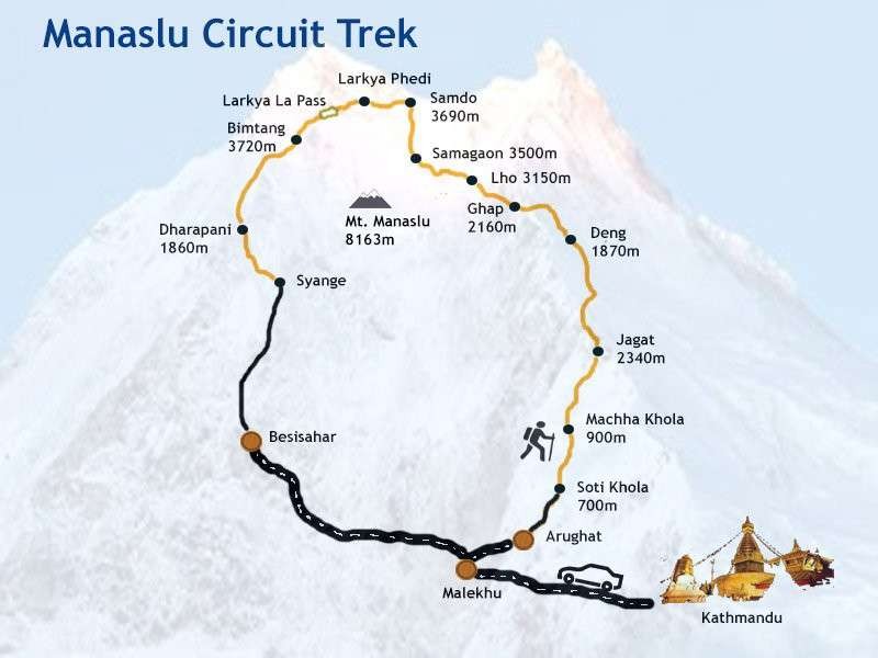 Manaslu Circuit Trek Map